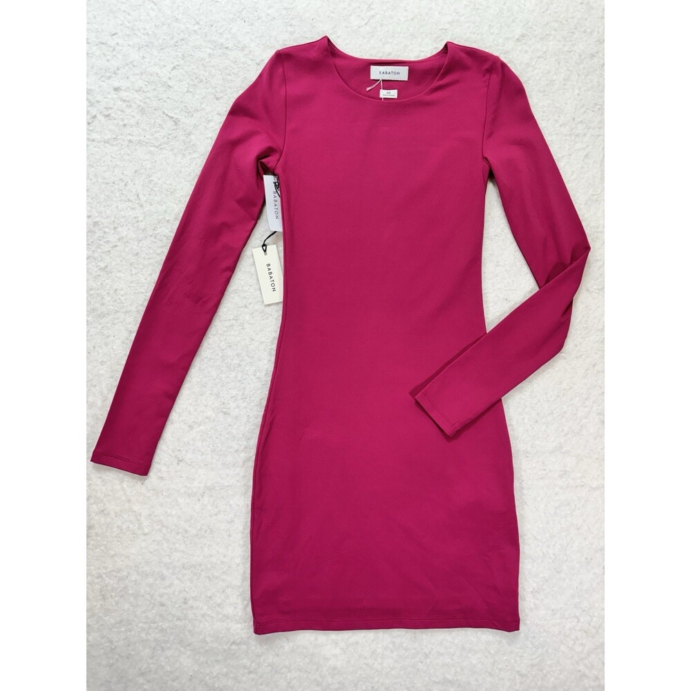 Aritzia Babaton Contour Crew Neck Stretch Bodycon Midi Dress Fuchsia XXS